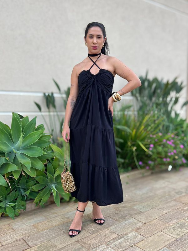 Vestido Midi Monica Preto - 002090000200008 - Comprou Já