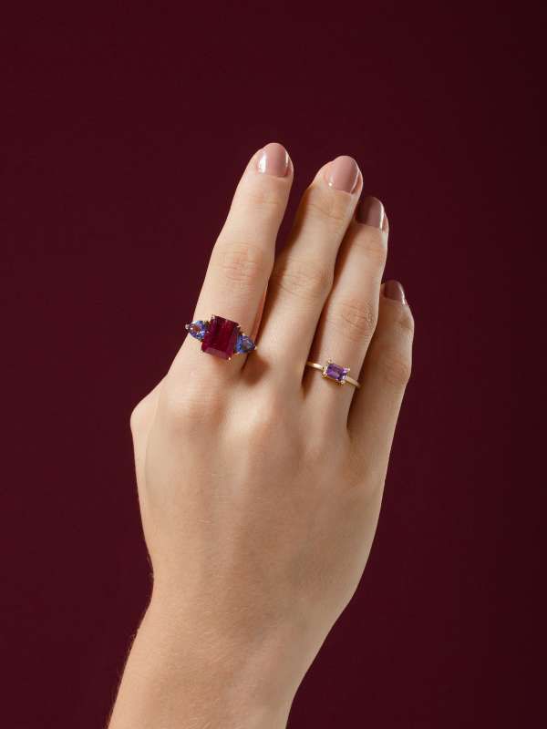 Anel Baguete Ametista