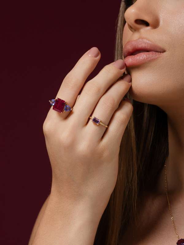 Anel Baguete Ametista