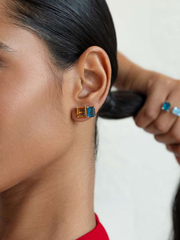 Brinco Solitário Citrino 