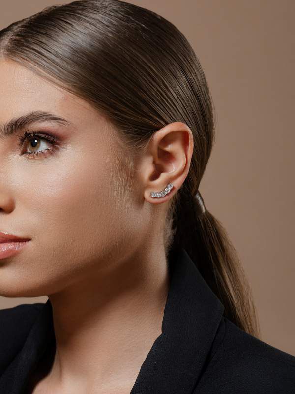 Brinco Earcuff com 5 pedras topazio incolor