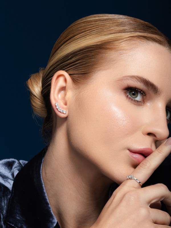 Brinco Earcuff com 5 pedras topazio incolor