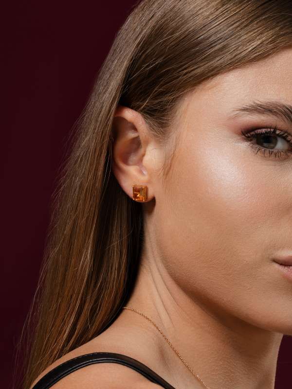 Brinco Solitário Citrino 