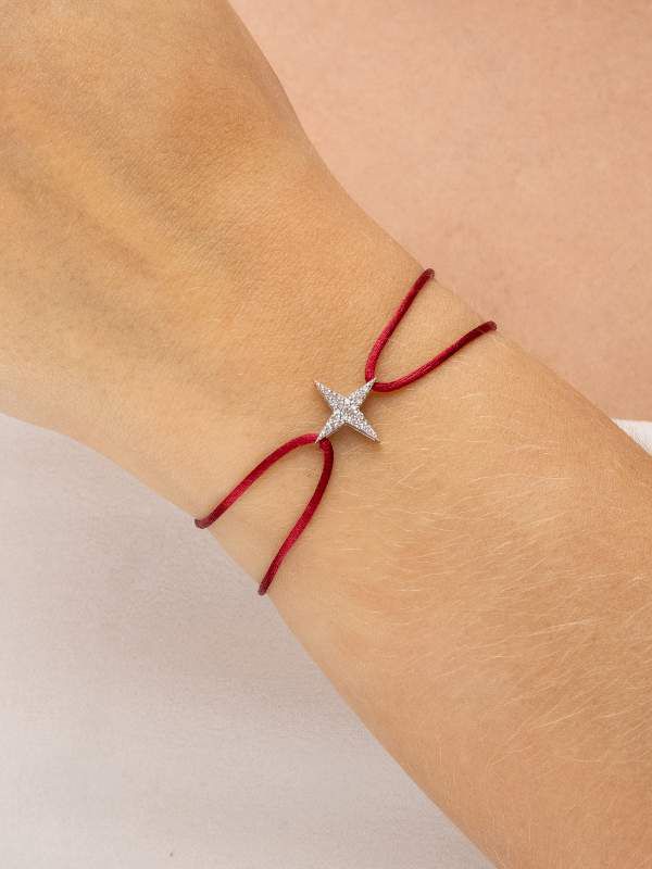 Pulseira Seda Estrela Aurora Cravejado 
