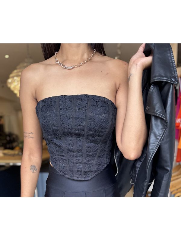 TOP RENDA PRETO BELLINA & CO 