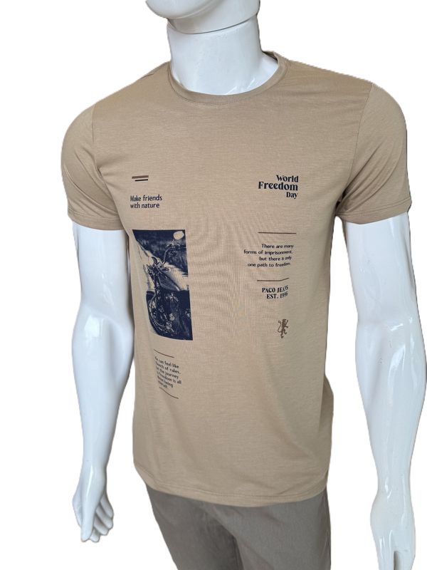 T- SHIRT MC SLIM FREEDOM 010473067 PACO CONHAQUE