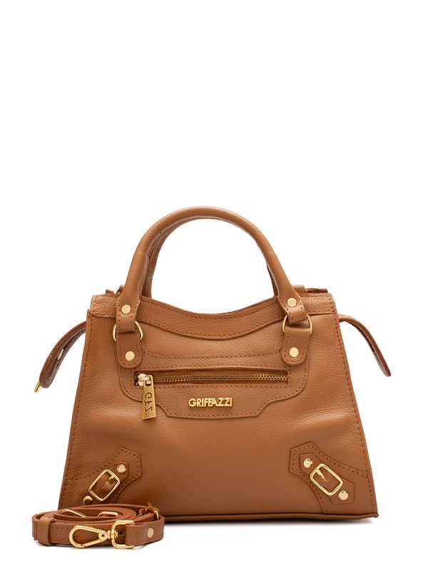 Bolsa de Couro Transversal Griffazzi Caramelo