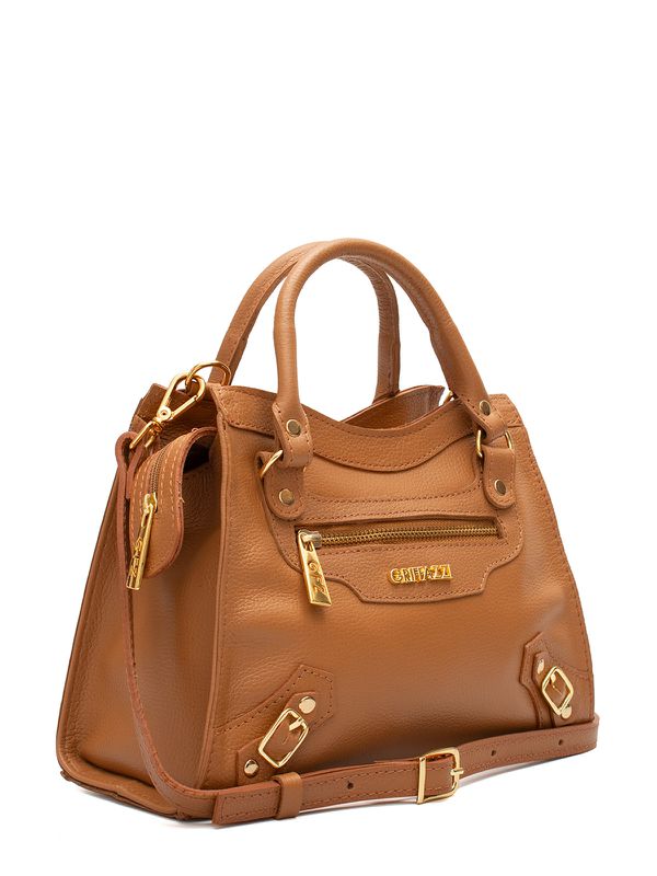 Bolsa de Couro Transversal Griffazzi Caramelo