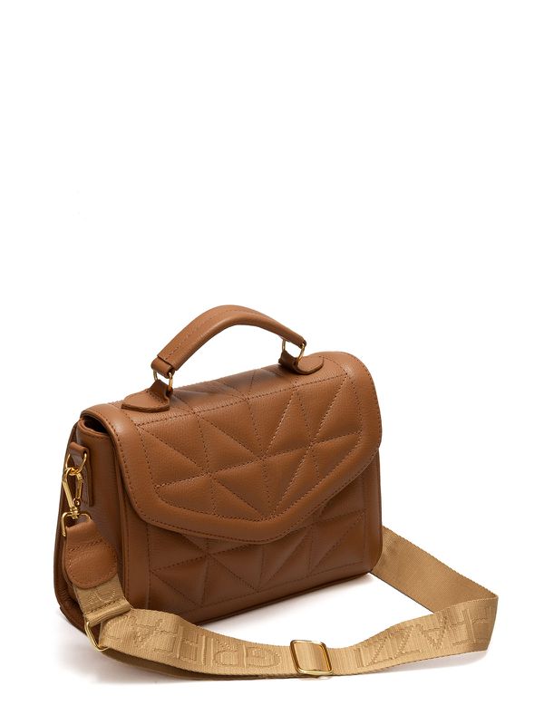 Bolsa de Couro Transversal Griffazzi Caramelo