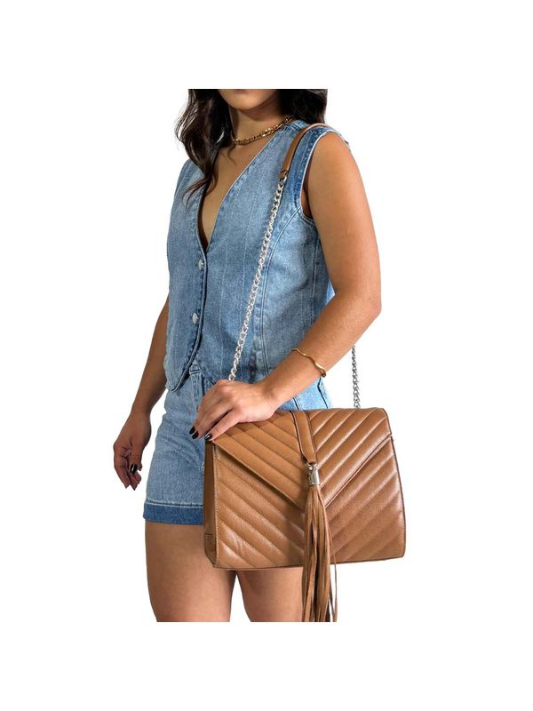 Bolsa de Couro Griffazzi Estruturada Caramelo