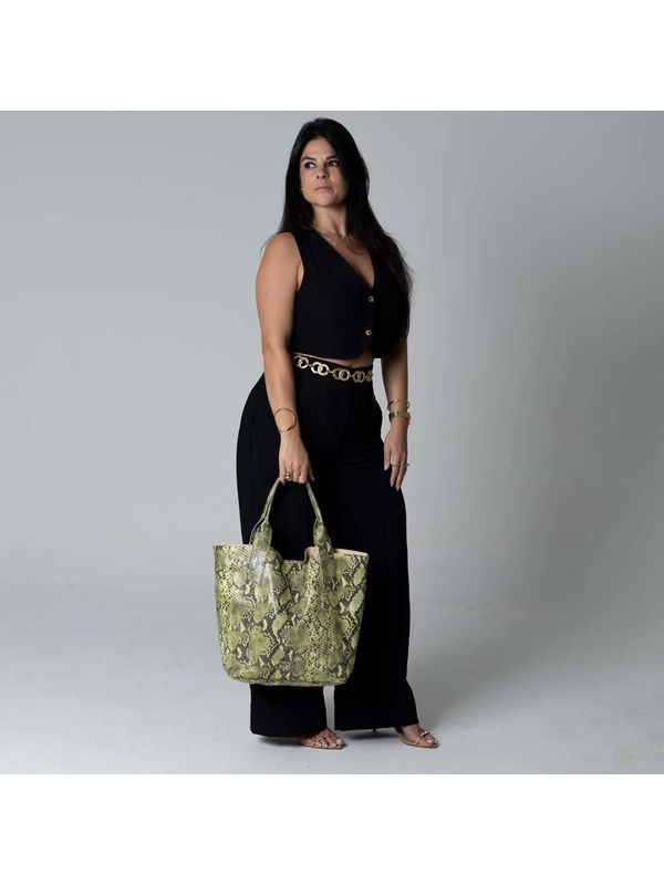 Sacola Griffazzi em Couro Oliva