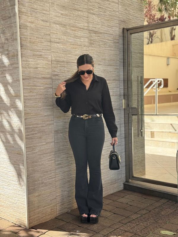 Calça Jeans Flare Preta