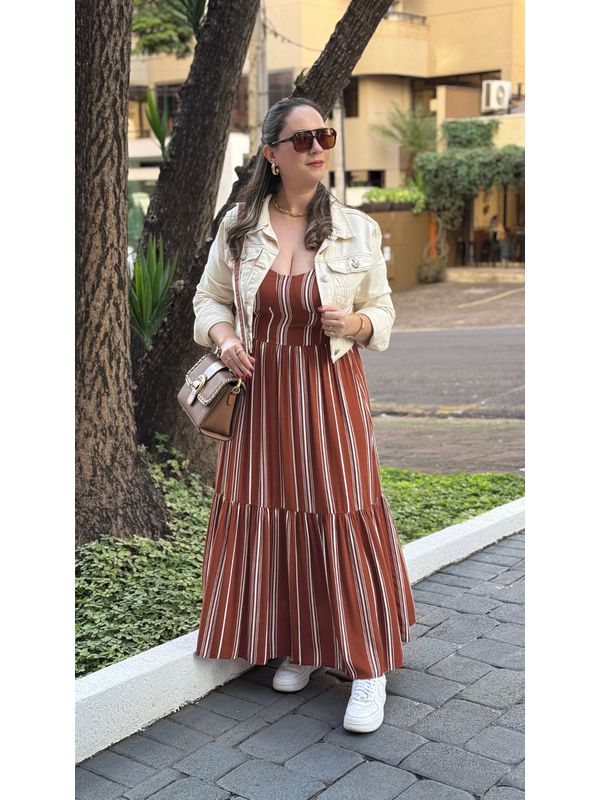 Vestido Julia Marrom Listrado