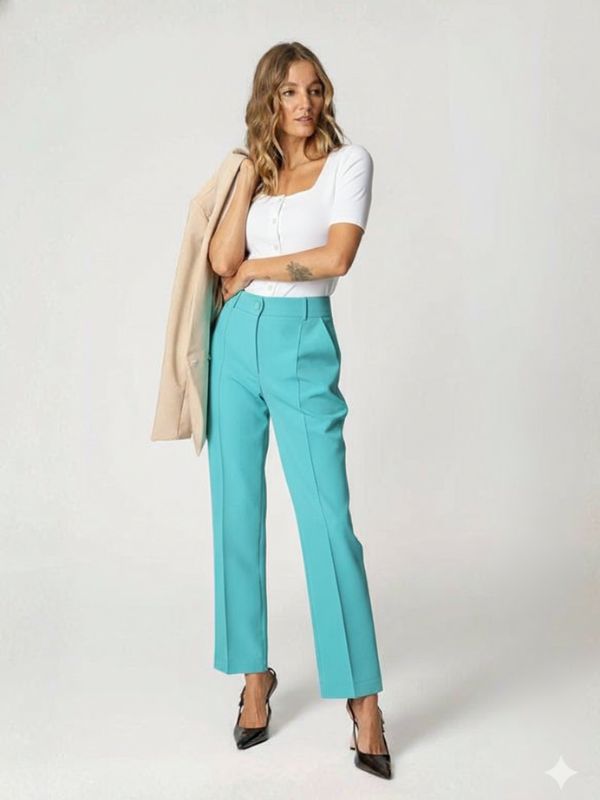 Calça Reta Lena Ciano