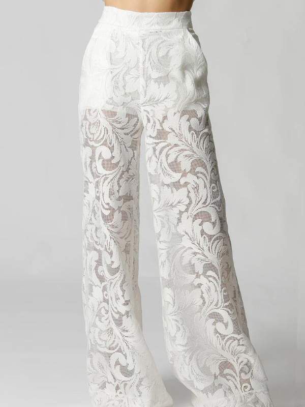 Calça Pantalona Bordada 