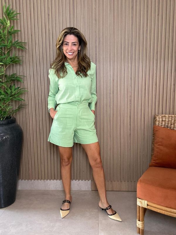 Conjunto Amanda em linho Verde...