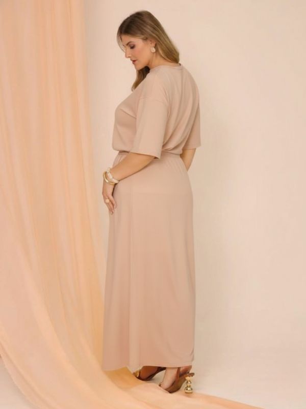 Conjunto Tricô saia midi e blusa Luísa Nude