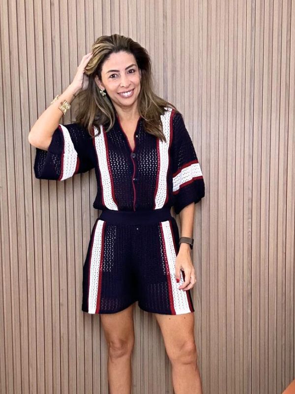 Conjunto Tricô Shorts Marinho
