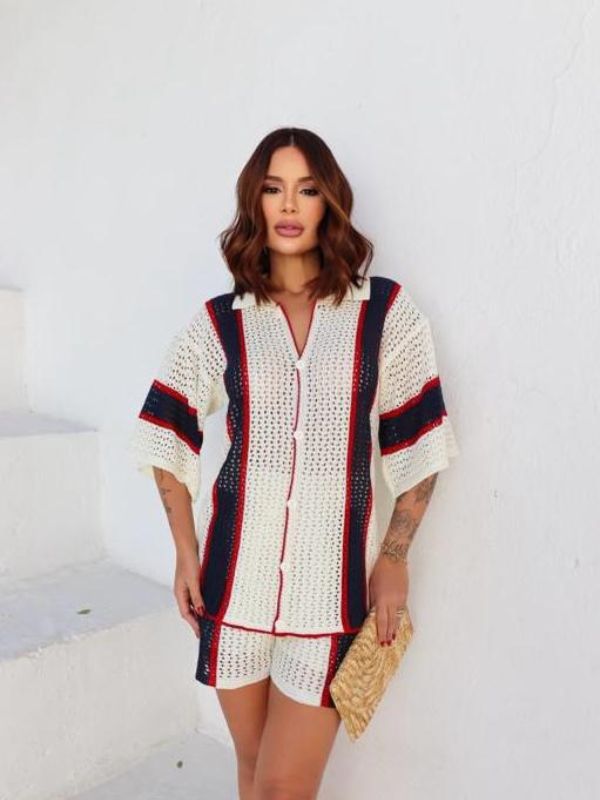 Conjunto Tricô Shorts Off Whit...