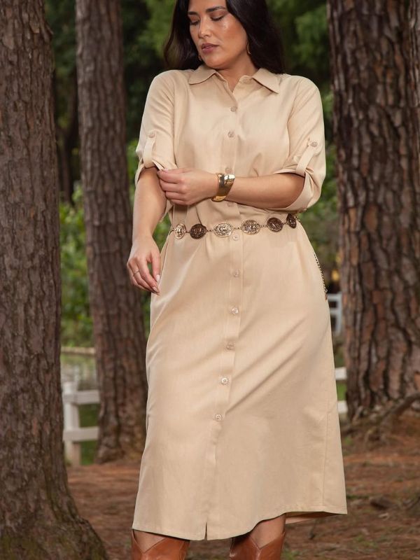 Vestido Chemise Aurora Bege