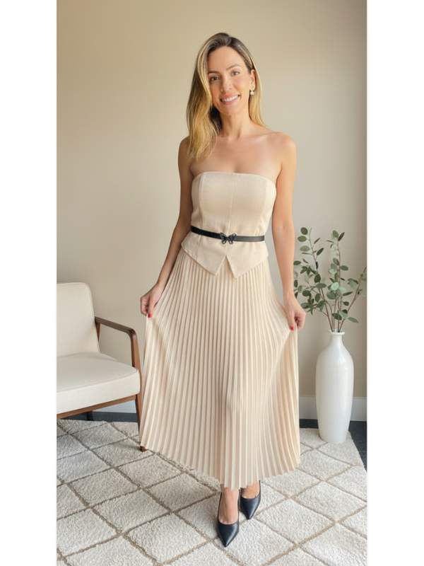 Vestido Elizabeth Bege