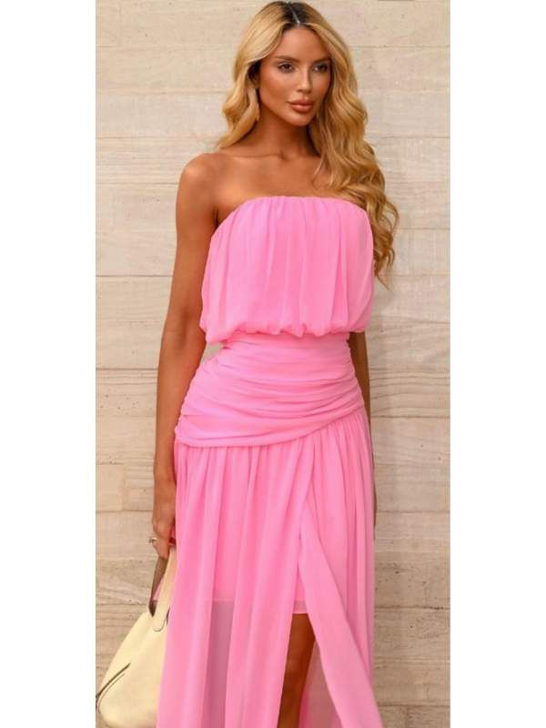 Vestido Sem Alça Rosa Cliché