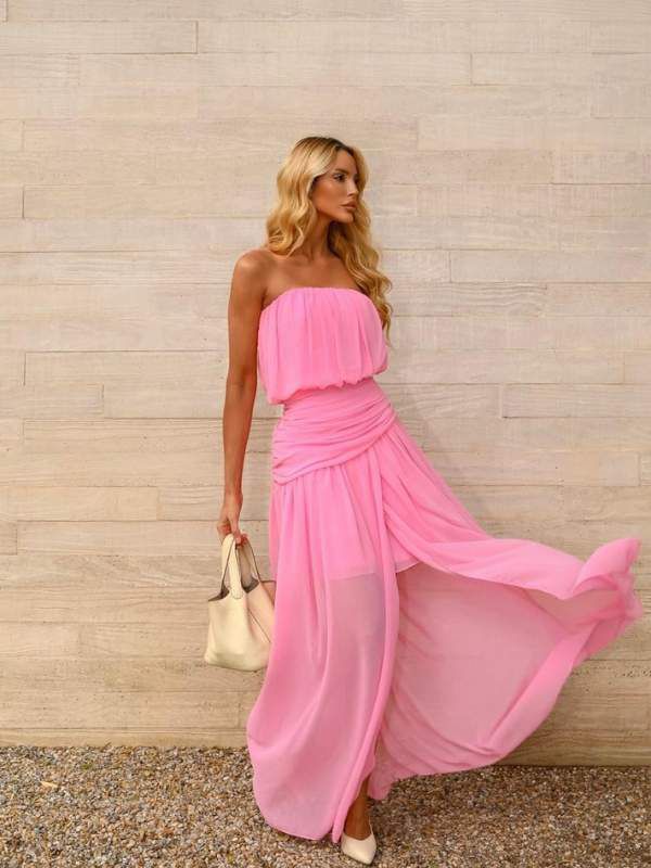 Vestido Sem Alça Rosa Cliché