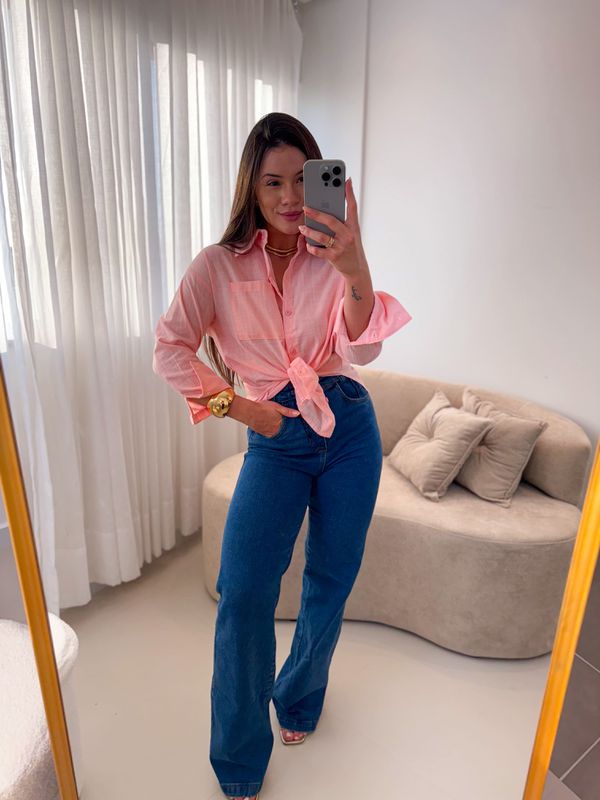 Camisa linho Beatriz Rosa