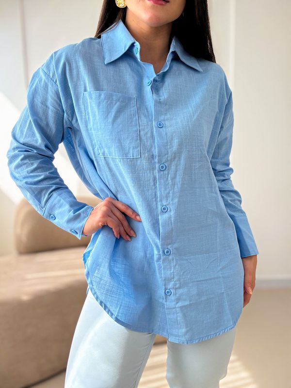 Camisa linho Beatriz Azul