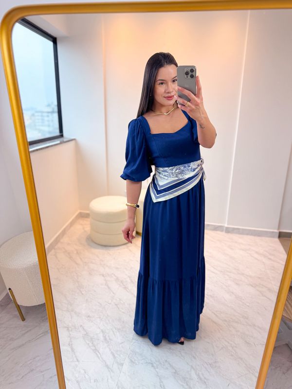 Vestido Longo Bianca Azul Marinho