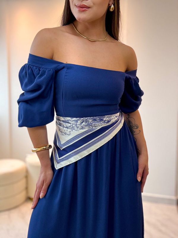 Vestido Longo Bianca Azul Marinho