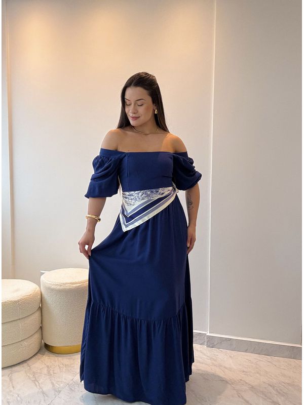 Vestido Longo Bianca Azul Marinho