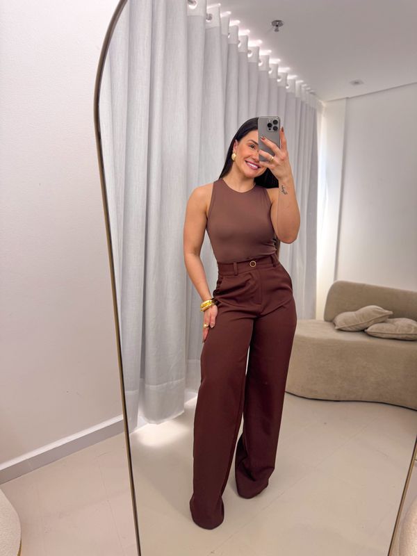 Calça Pantalona Brenda Marrom