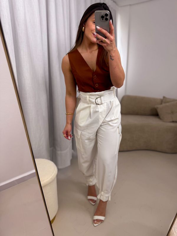 Calça cargo Betina Off White