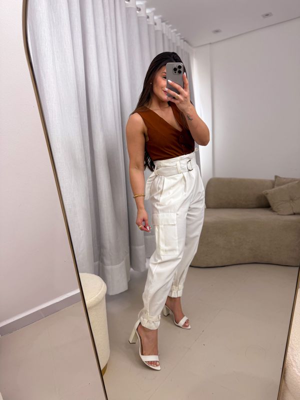 Calça cargo Betina Off White
