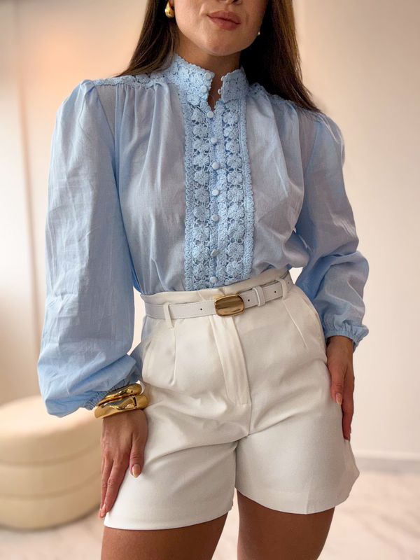 Camisa Linho Cecília Azul bebê