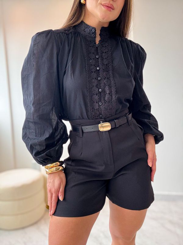 Camisa Linho Cecília Preto