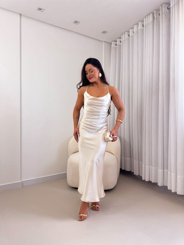 Vestido Cetim Diana Champagne