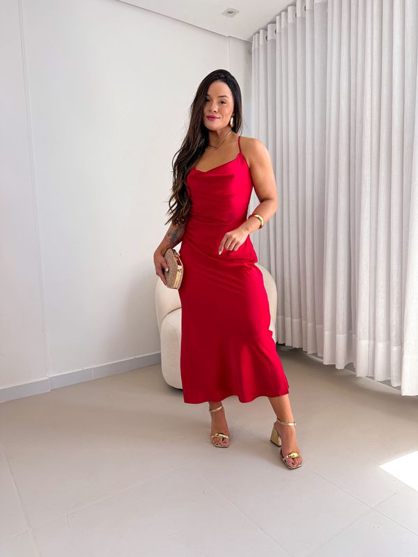 Vestido Cetim Diana Vermelho