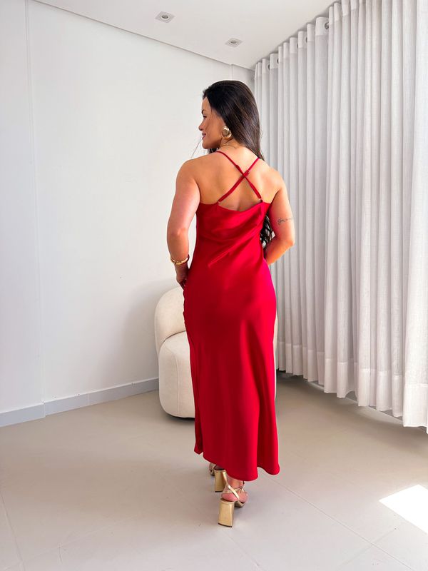 Vestido Cetim Diana Vermelho