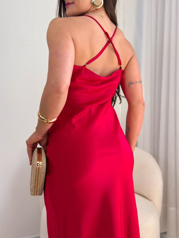 Vestido Cetim Diana Vermelho