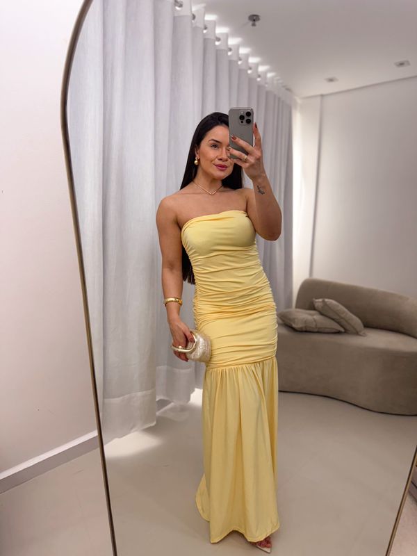 Vestido longo Gisele Amarelo Manteiga