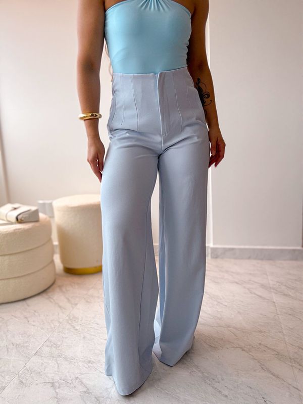 Calça alfaiataria pantalona Poliana Azul