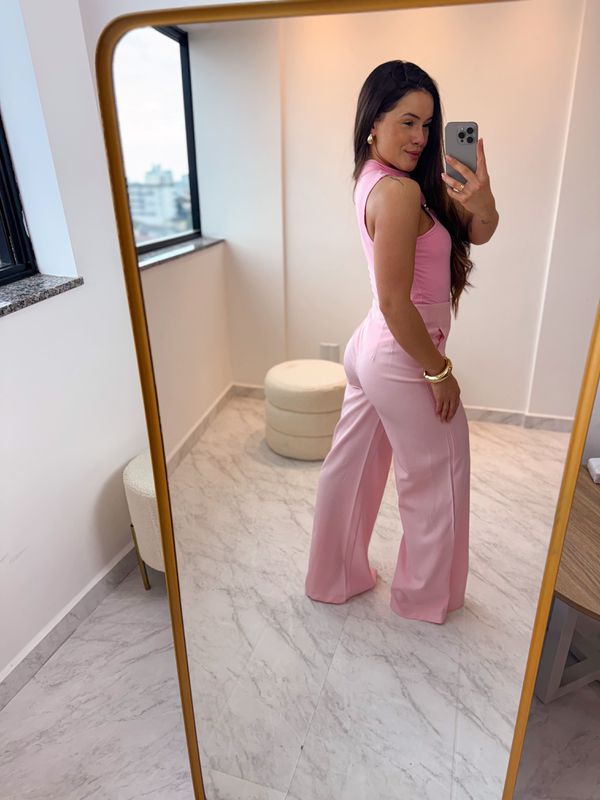 Calça alfaiataria pantalona Poliana Rosa Ballet