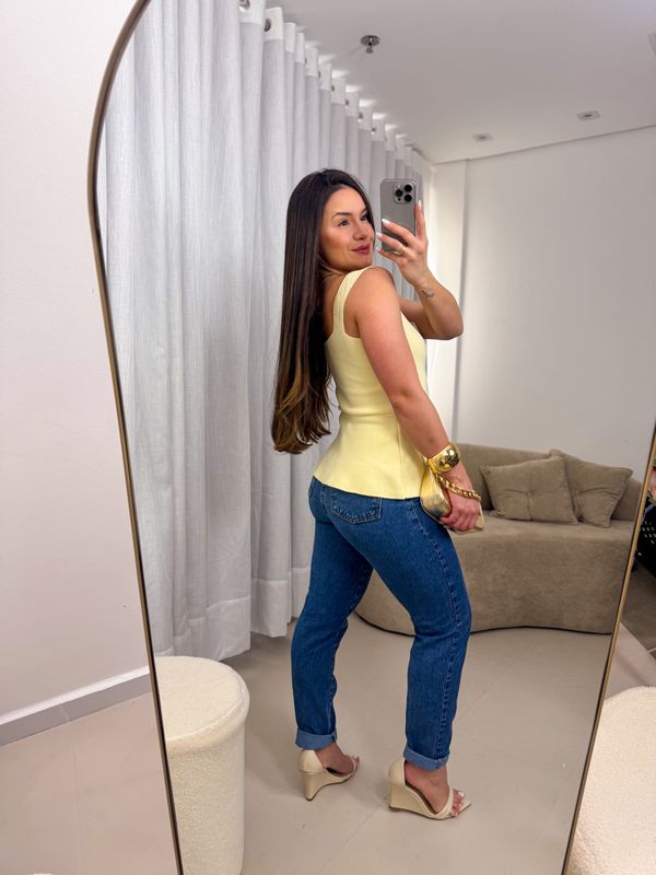 Blusa Peplum Jeni Amarelo Manteiga