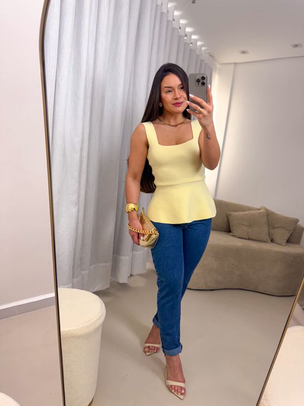 Blusa Peplum Jeni Amarelo Manteiga