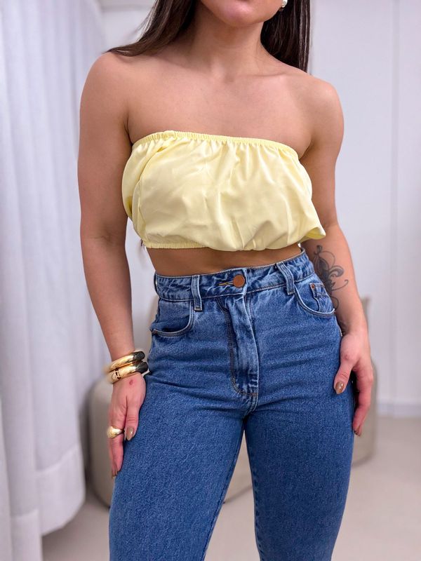 Blusa Maria Flor Amarelo Manteiga