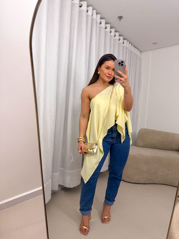 Blusa Maria Flor Amarelo Manteiga