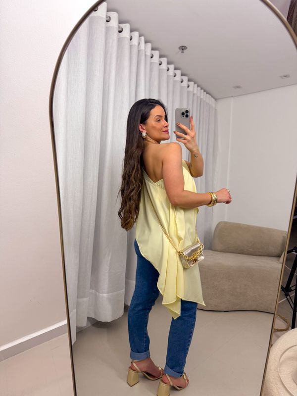 Blusa Maria Flor Amarelo Manteiga