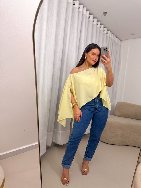 Blusa Maria Flor Amarelo Manteiga